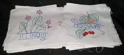 Vintage Quilting Square Set Of 50 State Flowers 1980s - Image 1 of 4