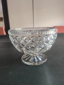 Vintage Czech Diamond Cut Crystal Pedestal Bowl - Picture 1 of 7