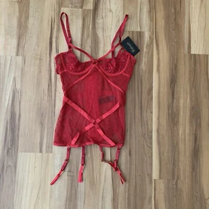 Frederick's Of Hollywood Damen Analia Open Cup Korsett Strumpfband Set Small Rot - Bild 1 von 10