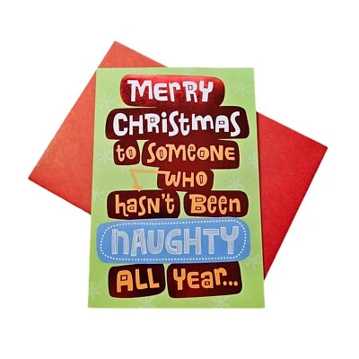 Christmas Greeting Card 6x8 Pop Up Naughty List Cute Guy Funny Humor Hallmark - Image 1 of 4