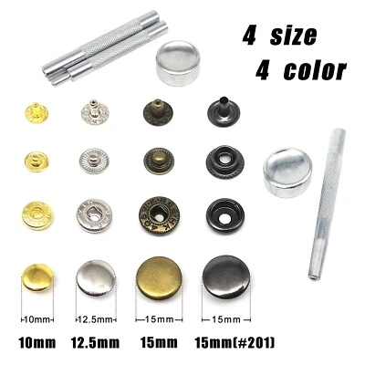 No Sew Snap Button Press Stud Leather Bag Coat Popper Rivet Fastener Repair Tool - Image 1 of 4