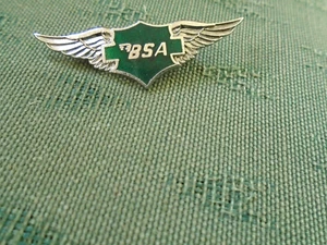 OLDER BSA MOTORCYCLE - WINGS GREEN ENAMEL PIN BADGE - Picture 1 of 3