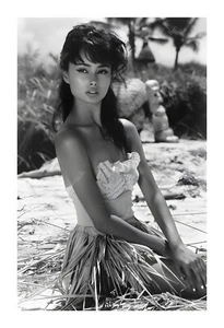 60er Jahre exotische Hula Tänzerin Pin Up Kunstdruck tc6 - Bild 1 von 2