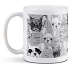 White Ceramic Mug - BW - French Bulldogs Macaroons Cute Pets #41074
