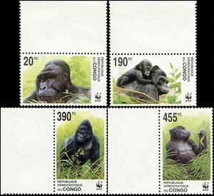 Congo Zaire 2002 Sc 1638-1641 WWF Gorilla CV $15 - Picture 1 of 5