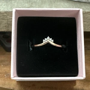 Pandora Wishbone Tiara Ring, Cubic Zirconia in Rose Gold, Size 9 - Picture 1 of 3