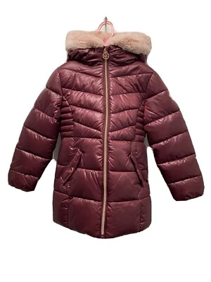 ABRIGO ACOLCHADO LARGO ESTADIO NIÑA MICHAEL KORS TALLA 5/6 VINO CON PIEL ROSA (USADO) Foto 1 de 4