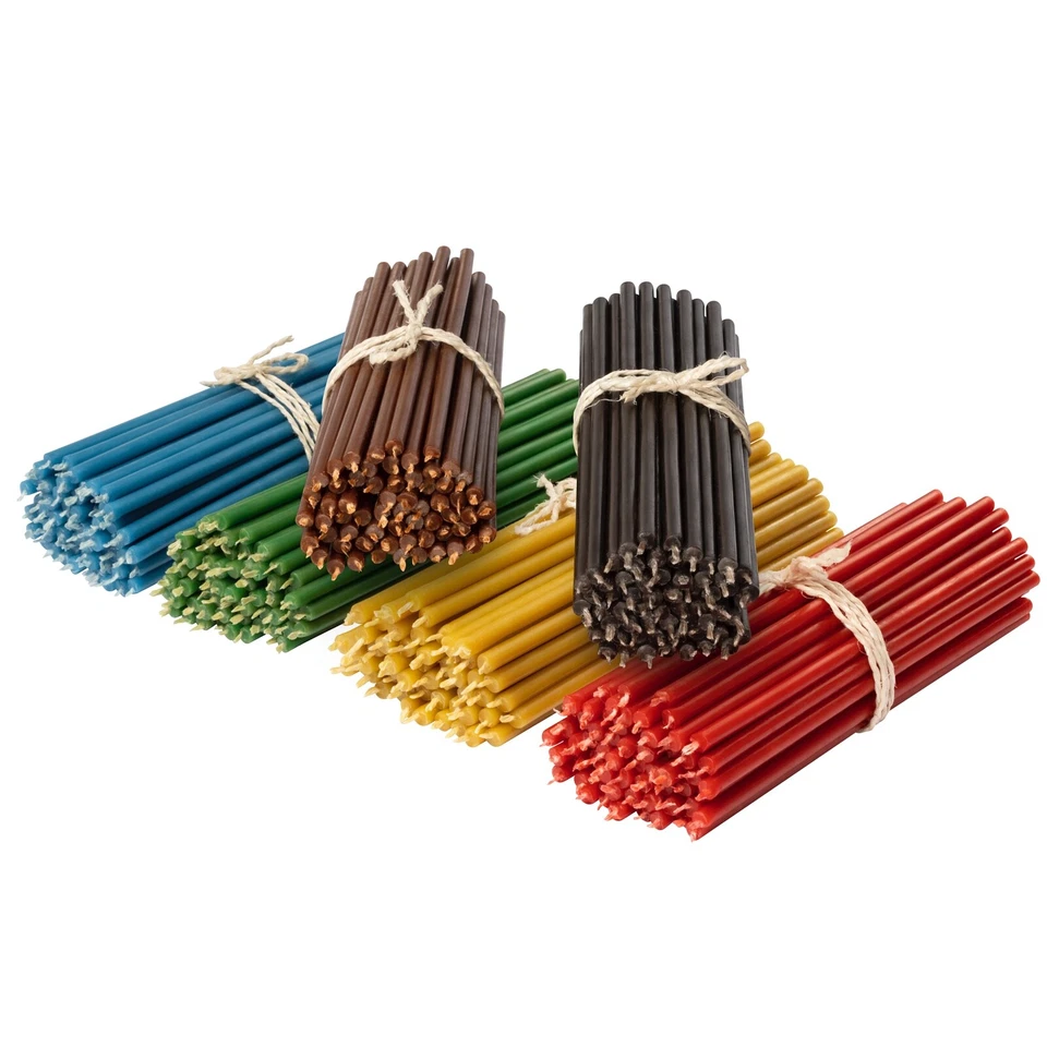 Velas rituales de cera de abejas multicolor Diveevo 300 piezas 6,3"x0,2" premium sin goteo Foto 1 de 4