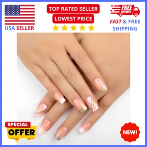Luxury Gold Chrome Press-On Nails Reusable Gel Manicure Set Elegant & Trendy 24x - Picture 1 of 11