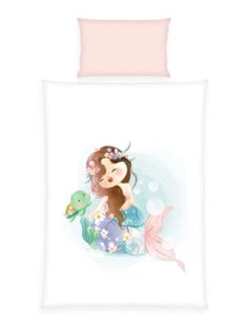 Herding Kinder Renforce Baby Bettwäsche 2 tlg 100x135cm Meerjungfrau Wasser Rosa - Bild 1 von 7