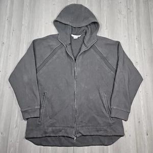 Vtg Nike Hoodie Mens XL Black Center Swoosh Sweatshirt Silver Tag Y2K Broken Zip - Picture 1 of 13