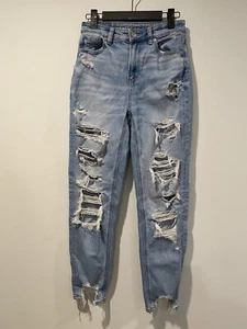 American Eagle Jeans Womens 0 Short Distressed Stretch Norm Punk Grunge Travel - Picture 1 of 8