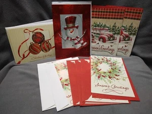 Christmas Card Lot Red Mixed Cards 13 With Envelopes Unused - Picture 1 of 7