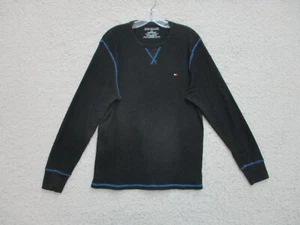 American Eagle Pajama Top Sweater Large Adult Black Blue Logo Stretch Shirt Mens - Picture 1 of 8