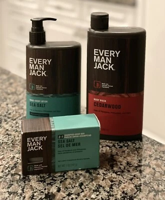 Every Man Jack Bundle: Cedarwood Body Wash, Body Bar & Lotion Sea Salt Full Size - Image 1 of 4