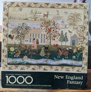 Vintage Hallmark Springbok Jigsaw Puzzle New England Fantasy Stitchery 1000 Pc