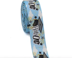 Ripsband Hüte ab Universität Abschluss blau mit Wolkenband 1" 25 mm - Bild 1 von 1