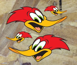 Paquete de 4 pegatinas adhesivas Happy Woodpecker Woody Hot Rod Bumper - Imagen 1 de 2