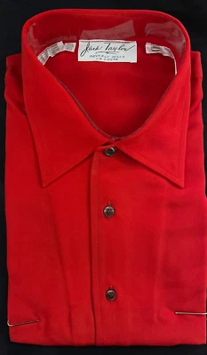 Camisa social masculina Jack Taylor Beverly Hills vermelha LS M 100% seda feita na Itália nova com etiquetas - Imagem 1 de 4