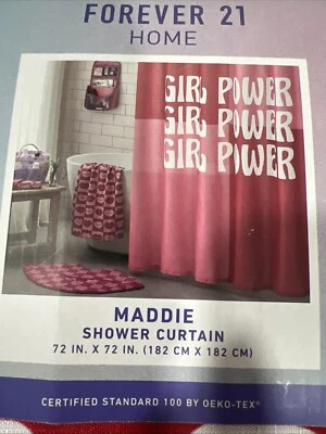Girl Power Fabric Shower Curtain 72x72 Machine Washable JC penny Home Collection - Image 1 of 4