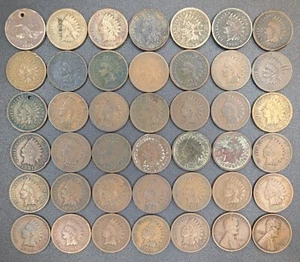 42 U.S. Cent 1C Lot Coins from 1857 to 1909 Includes 1909 VDB Lincoln Wheat - Bild 1 von 2