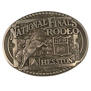1998 Hesston Belt Buckle Bronc Rider National Finals Rodeo Vintage Cowboy - Picture 1 of 9