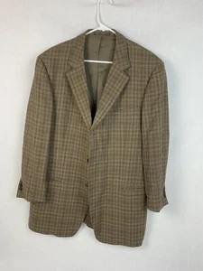 Ermenegildo Zegna Blazer Jacket Rayon Brown Plaid 3 Button Sport Coat Men’s 54 - Picture 1 of 7