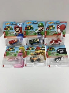 Hot Wheels Super Mario Character Cars Complete Set of 6 With NEW Red Yoshi - Picture 1 of 8