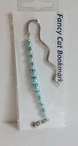 Hand Crafted, Beaded Cat themed bookmark. NEW  Turquoise, (Tu2) for Cat Charity - Picture 1 of 1