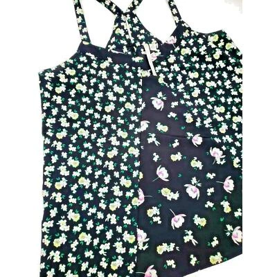 LC Lauren Conrad Top Size M Black Floral Print Button Whimsigoth Tank Medium - Image 1 of 4