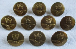 10x RAF:"ROYAL AIR FORCE BRASS GREATCOAT BUTTONS" (23mm, 1950's, Firmin, London) - Picture 1 of 3