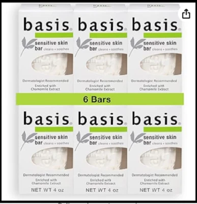 Unscented Sensitive Skin Bar Soap with Chamomile & Aloe Vera, 4 oz, Pack of 6 - Image 1 of 4