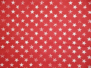 Red White Star Faded Distressed Combed Cotton Fabric - Picture 1 of 9