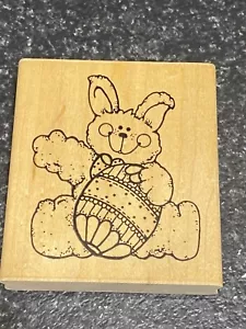 D.O.T.S “Easter Bunny” Bear Wood Rubber Stamp #139 - Picture 1 of 6