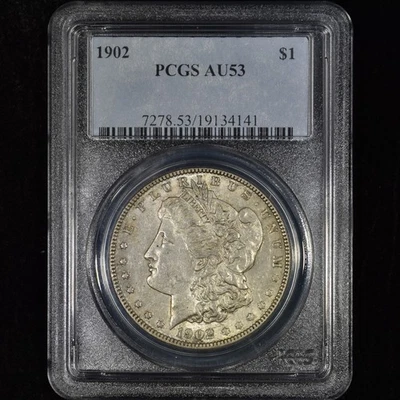 1902-P MORGAN SILVER DOLLAR ✪ PCGS AU-53 ✪ $1 COIN ALMOST UNC 141 ◢TRUSTED◣ - Image 1 of 2