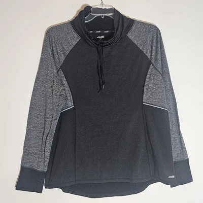 Pullover Avia para mujer 2XL negro gris capucha cuello manga larga agujeros deportivos para los pulgares Foto 1 de 4