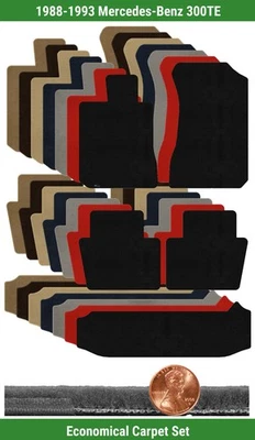 Juego de alfombrillas Velourtex personalizadas para Mercedes-Benz 300TE '88-93 (5 piezas) #XR4 Foto 1 de 4