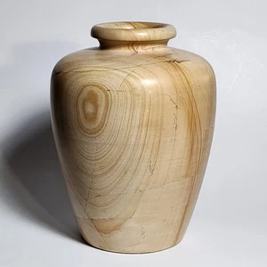 Jarrón vintage de madera de teca de mármol Pakistán piedra natural madera venas pesado - Imagen 1 de 13