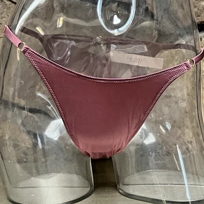Victoria's Secret Strappy Satin BRAZILIAN Panty Adjustable Waist Sz M MAUVE NWT - Image 1 of 3