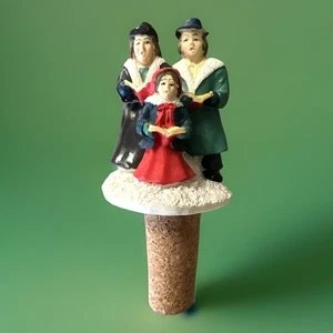 Vintage Christmas Carolers Wine Bottle Ceramic Cork Stopper Bar Ware - Picture 1 of 8