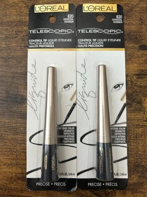 L'Oreal Telescopic Precision Liquid Eyeliner Smudge Proof 820 Charcoal 2 Pack - Image 1 of 3