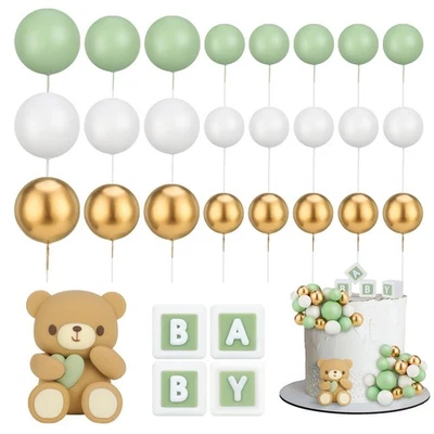 29 peças enfeites de bolo bola decoração de bolo de urso com urso bonito azul BABY Lette... - Imagem 1 de 4