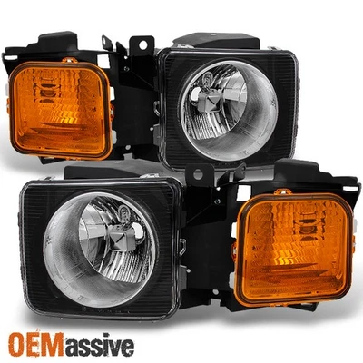 Faro negro Fit 06-10 H3 H3T con señal de esquina ámbar izquierda + derecha repuesto Foto 1 de 4