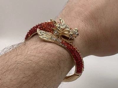 Pulsera Dragón Diamantes de Imitación en Tono Dorado con Piedras Naranja y Rojo Talla 6.5 Foto 1 de 4