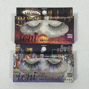 Visón sintético 3D natural Ioni Lashes Wispy 2 pares Las Vegas Nueva York - Imagen 1 de 5