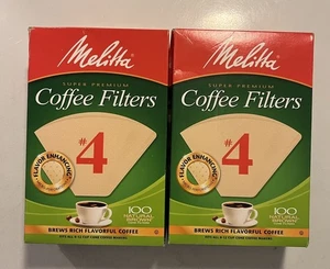 Melitta Natural Brown Paper Cone Coffee Filters #4 Size 100 ct Box, 2 Boxes - Picture 1 of 4