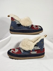 Dearfoams Moritz Energy Return Slipper Women's 10 Navy Southwestern Sherpa - Picture 1 of 8