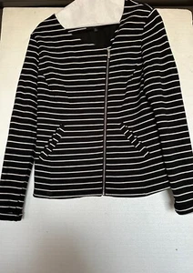 Women's Mossimo black and white striped, long sleeved, zippered jacket. Sized M. - Picture 1 of 4