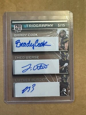 2023 Brady Cook Theo Wease Luther Burden Leaf Pro Set Pure Clear Trio Auto 5/15 - Image 1 of 2