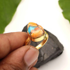 Copper Turquoise Gemstone Ring 18k Gold Plated Handmade Ring Anniversary Gift